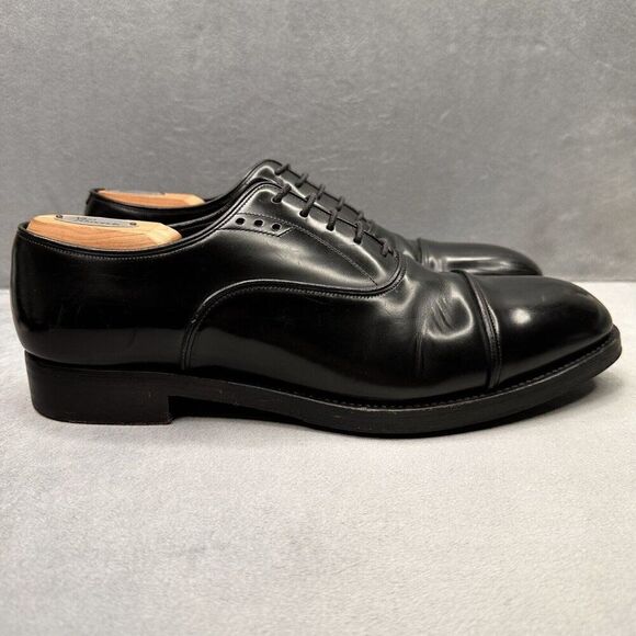 PRADA 2EA130 Mens Size 11.5 (UK 10.5) Oxford Black Polished Leather Cap Toe - Picture 1 of 12